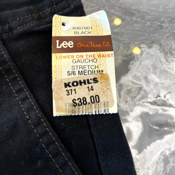 Gaucho Capri Jeans 5/6 NEW Lee Womens Black Denim Flared Casual 70's Retro Y2K - Picture 4 of 10